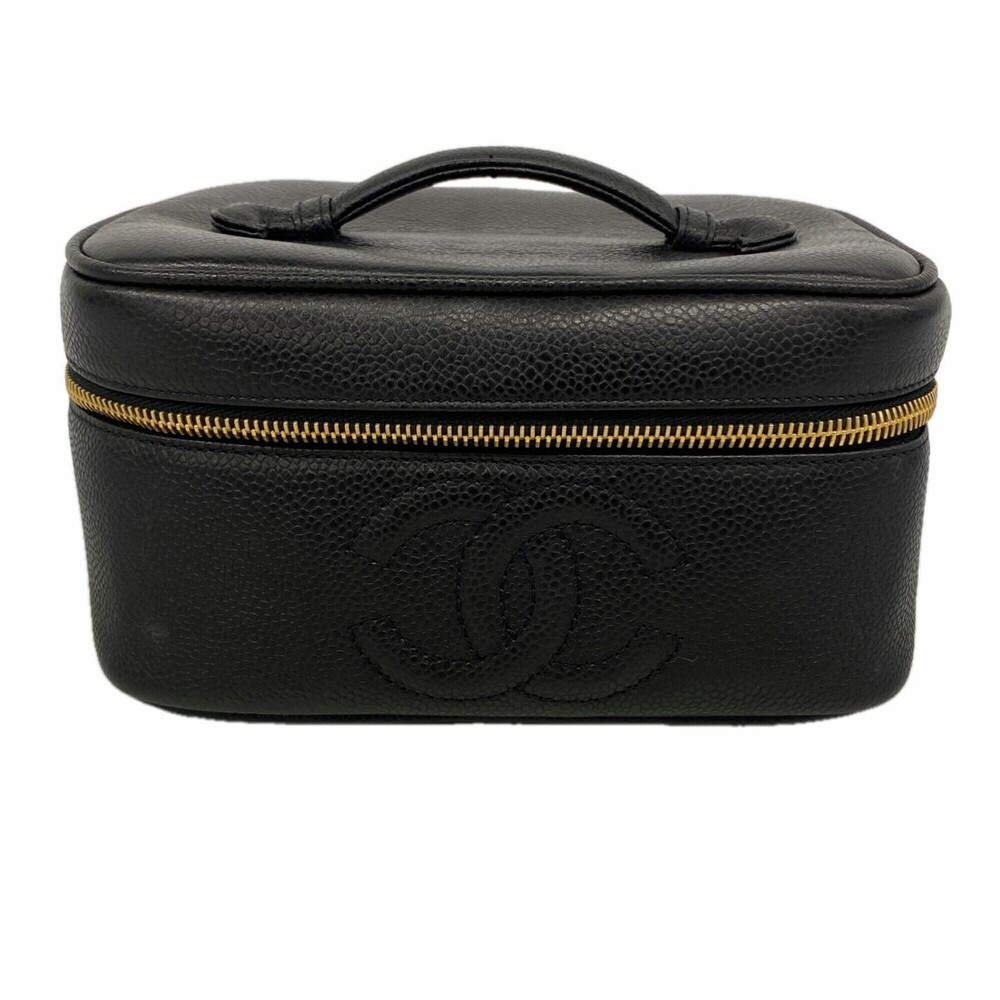 CHANEL Black Caviar Leather Vanity Bag